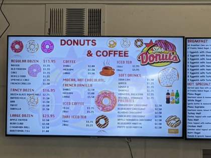 Menu for Star Donuts